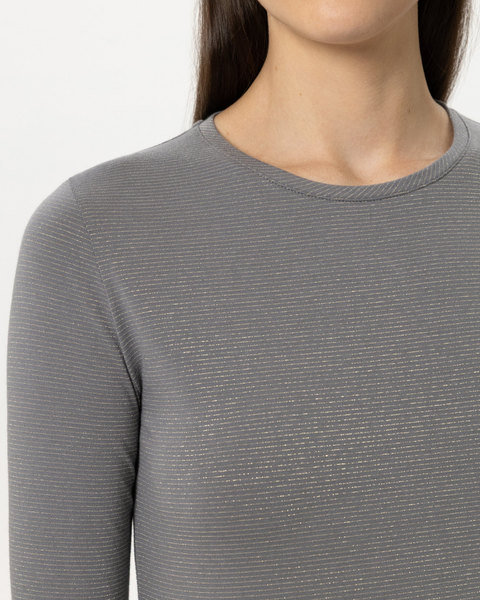 Luisa Cerano - Heather Grey Lurex Long Sleeved Top