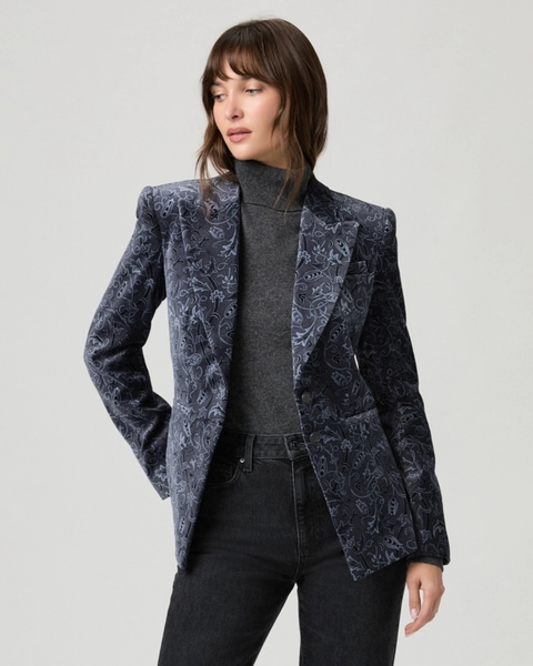 PAIGE - Chelsee Navy Velvet Blazer