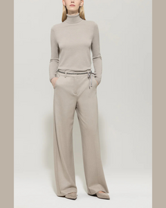 Luisa Cerano - Stone Turtleneck Sweater in Wool Blend