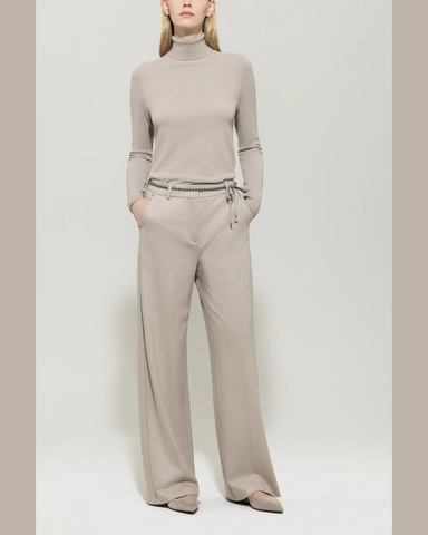 Luisa Cerano - Stone Turtleneck Sweater in Wool Blend