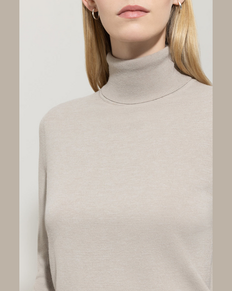 Luisa Cerano - Stone Turtleneck Sweater in Wool Blend