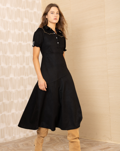 Hale Bob - Navy Maxi Dress with Gold Stud Detail