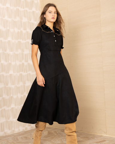 Hale Bob - Navy Maxi Dress with Gold Stud Detail