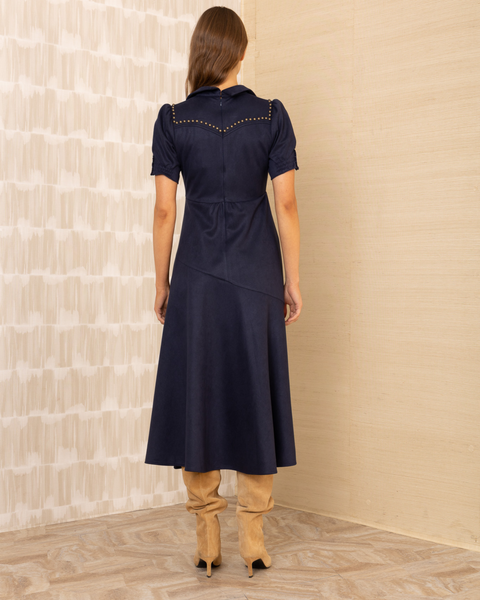 Hale Bob - Navy Maxi Dress with Gold Stud Detail