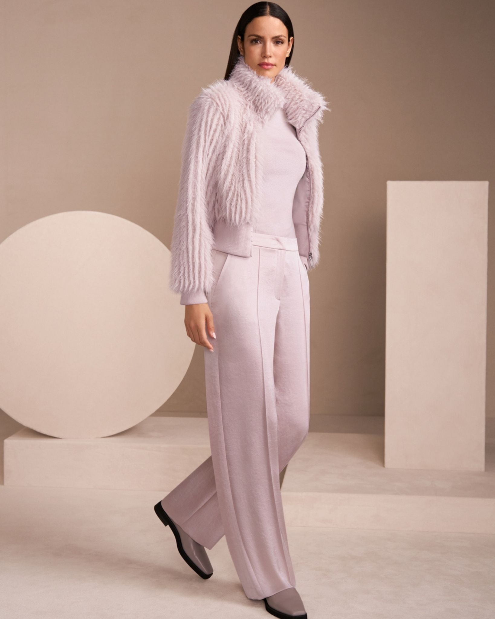 Marc Cain - Short Lavender Faux Fur Jacket