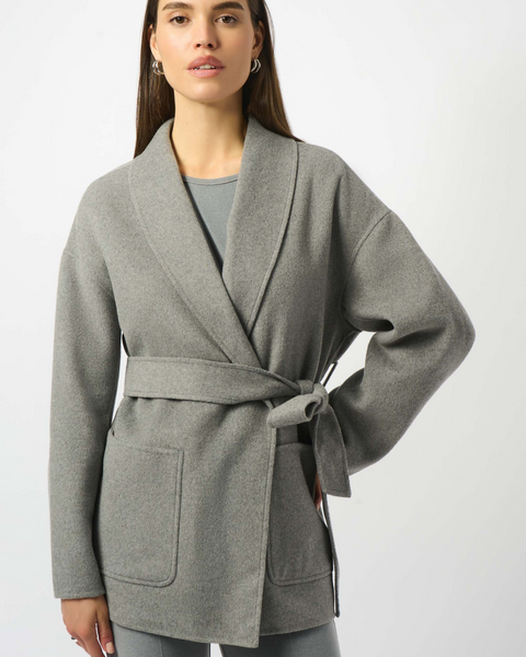 Joseph Ribkoff - Wool Blend Belted Coat with Shawl Collar