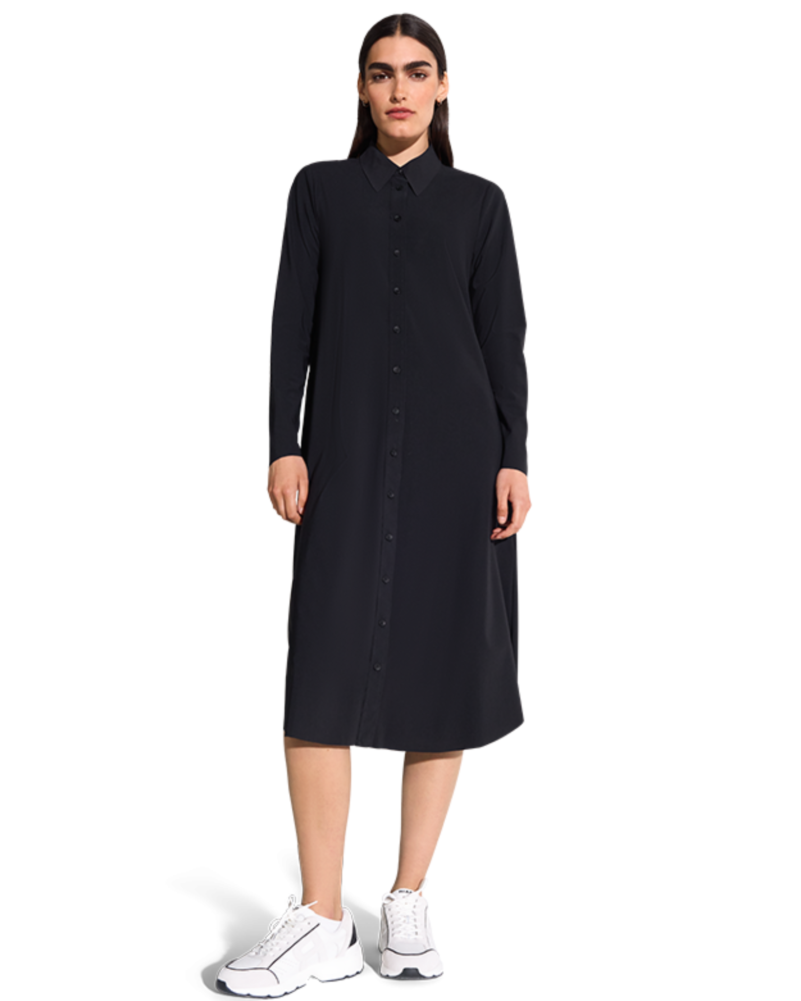 RIANI - Navy Button Through Shirt Dress