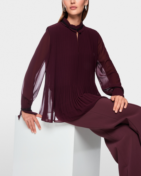 Marc Cain - Burgandy Pleated Blouse