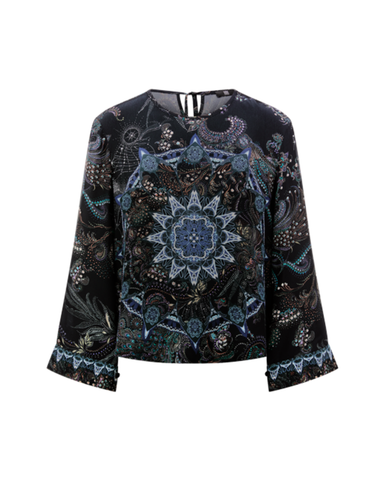 RIANI - Printed Blouse with Tie Back