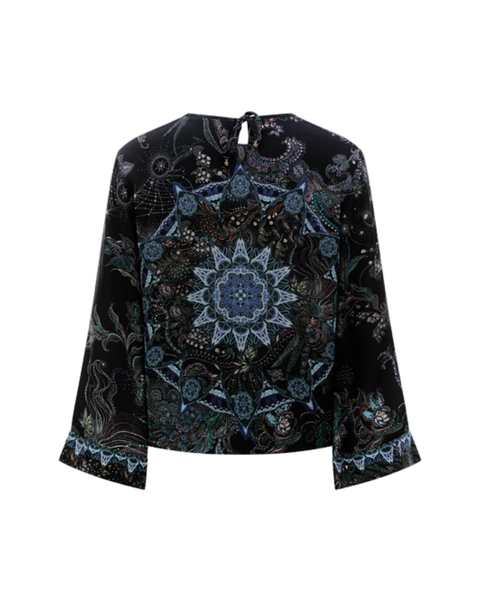 RIANI - Printed Blouse with Tie Back