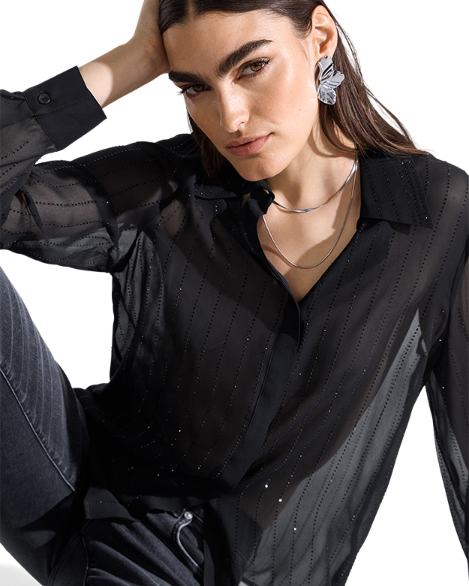 RIANI - Sheer Diamonte Blouse