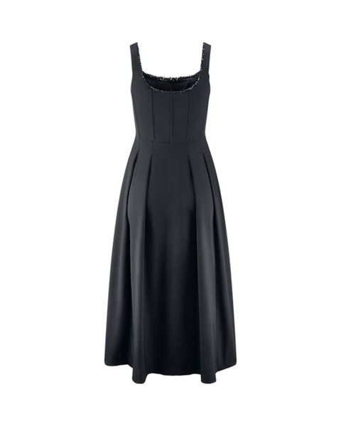 RIANI - A-Line Dress with Beaded Neckline