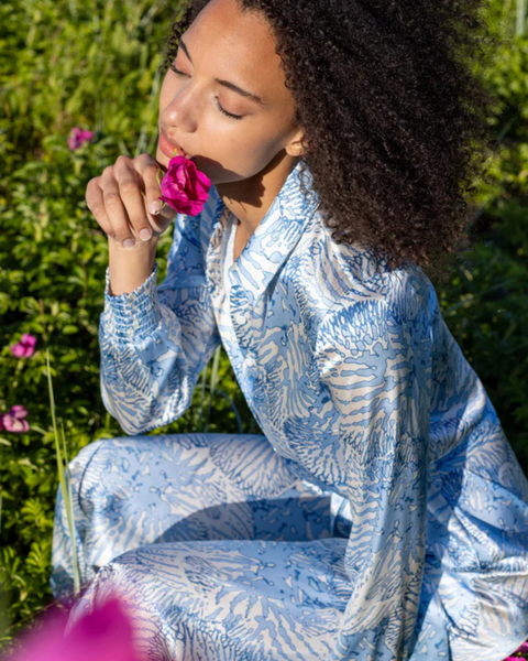 Charlotte Sparre - Waterfern Blue Printed Shirt Dress