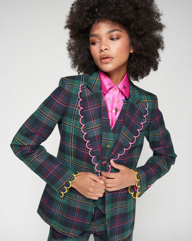 Vilagallo - Tartan Jacket with Scallop Edging