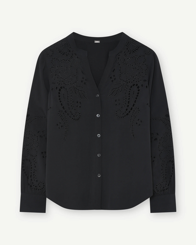 Gustav - CARMEN Black Lace Effect Blouse