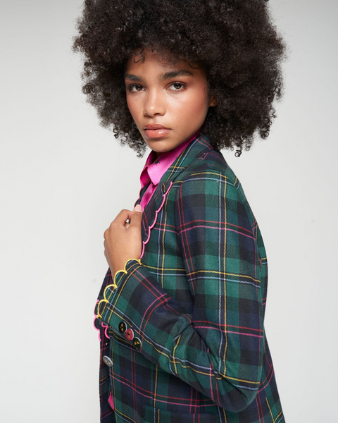 Vilagallo - Tartan Jacket with Scallop Edging