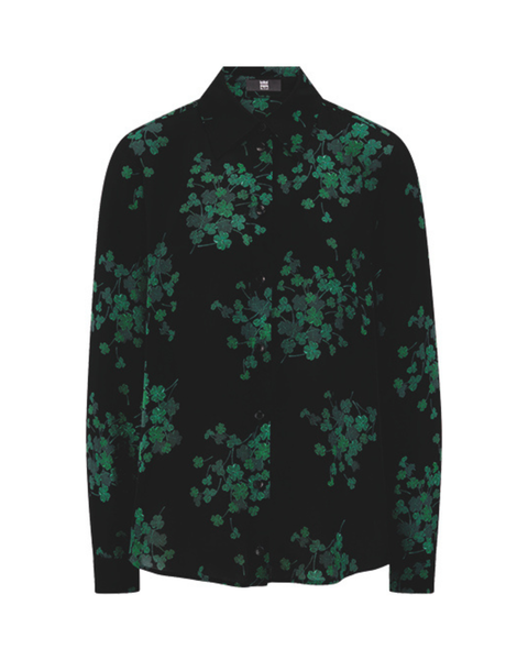 RIANI - Black Blouse with Clover Print