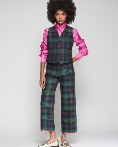 Vilagallo - Tartan Trouses with Scallop Edge