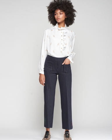 Vilagallo - Navy Pinstripe Trousers
