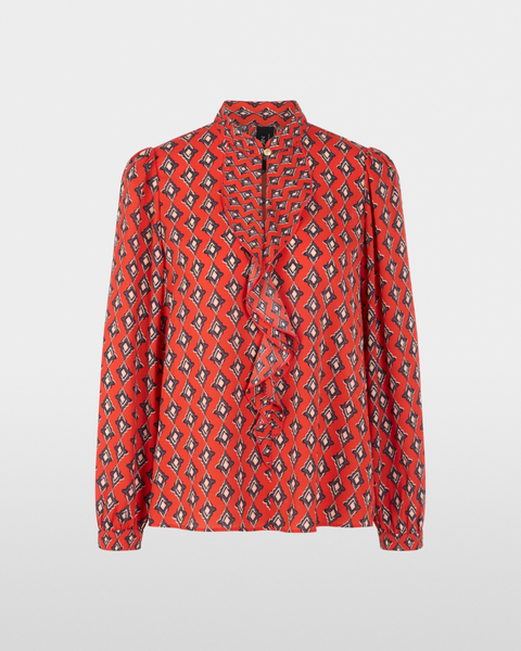Marc Cain - Red Frill Printed Blouse