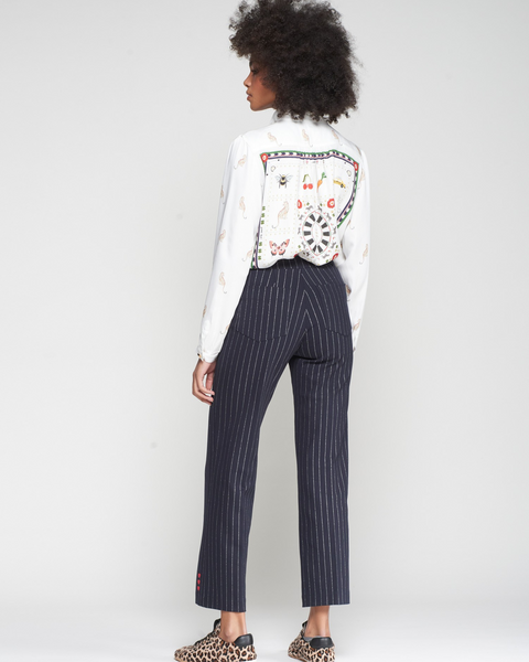 Vilagallo - Navy Pinstripe Trousers