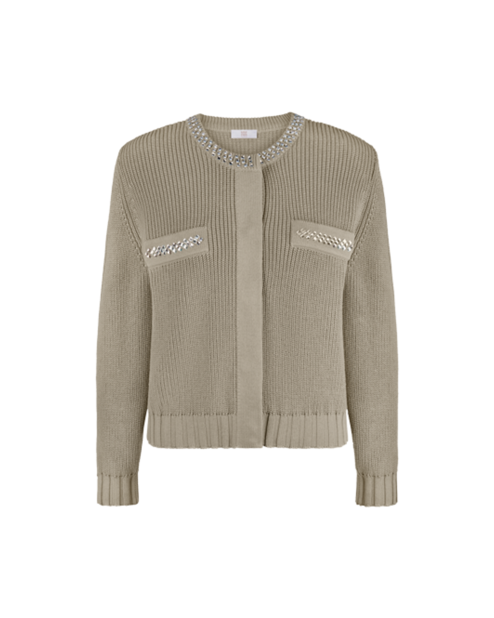 RIANI - Khaki Cardigan with Rhinestone Details