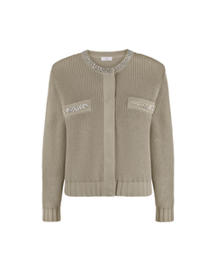 RIANI - Khaki Cardigan with Rhinestone Details