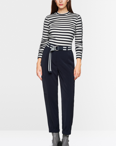 Marc Cain - Navy and White Stripe T-Shirt
