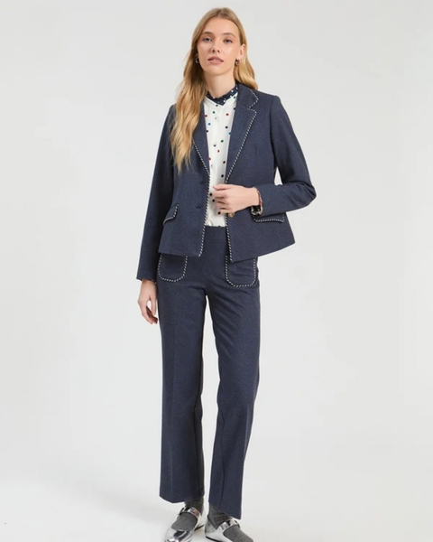 Vilagallo - Navy Denim Blazer with Stitch
