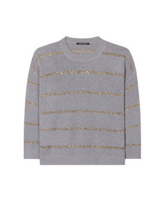 Luisa Cerano - Silver with Gold Stripe Sweater