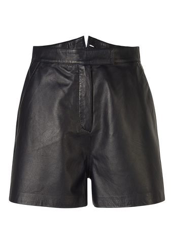 RIANI - Navy Leather Shorts