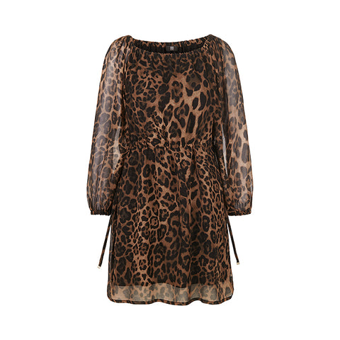 RIANI - Leopard Print Off the Shoulder Dress