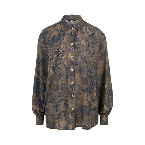 RIANI - Brown Palm Print Shirt