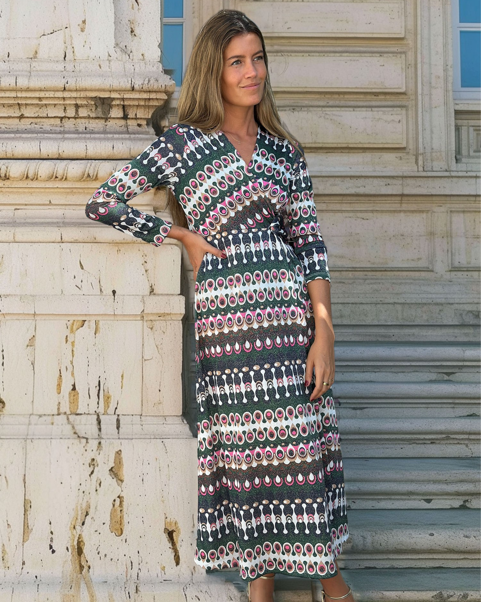 Vilagallo - Amelia Geometric Print Dress