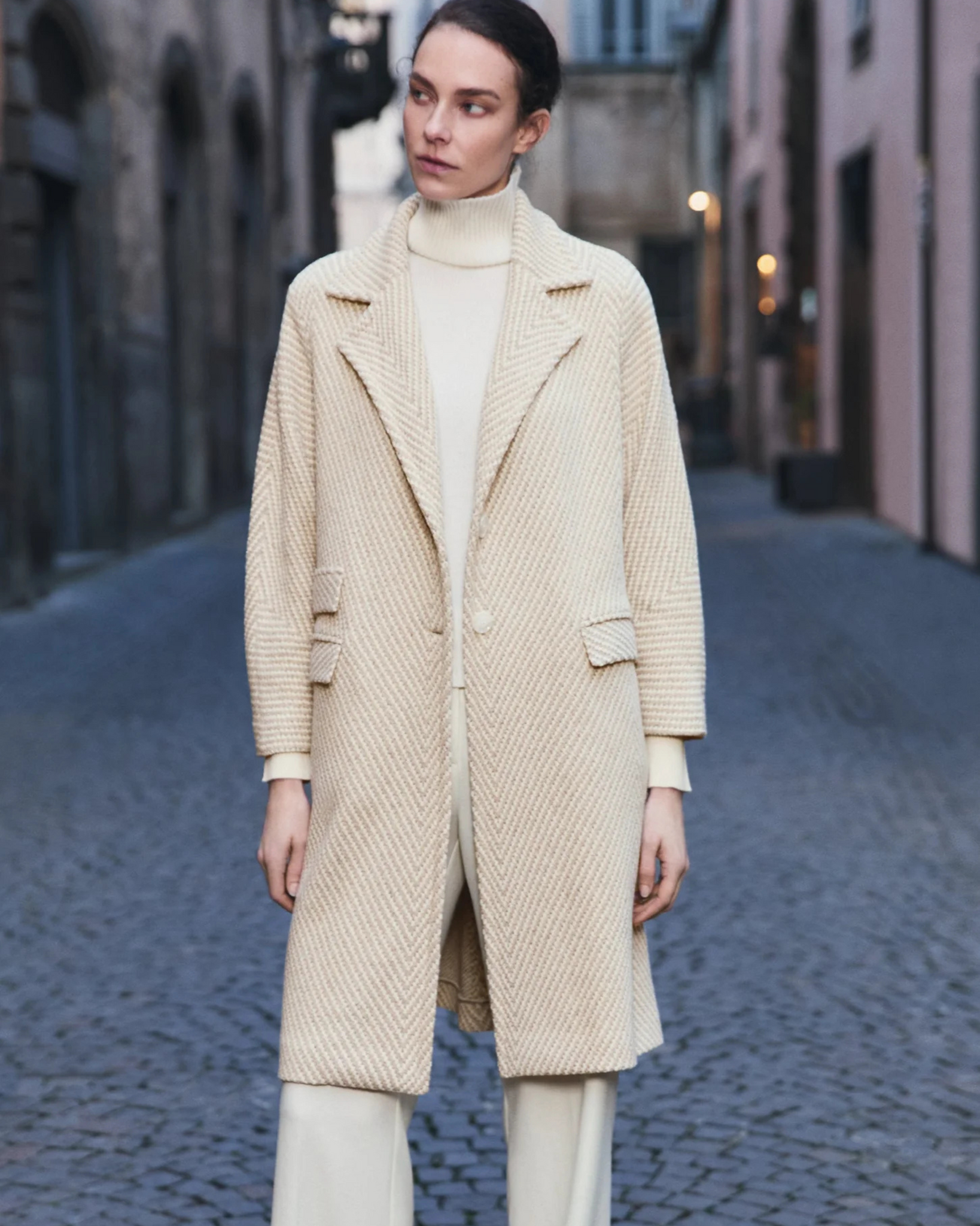 Amina Rubinacci - Beige Chevron Coat