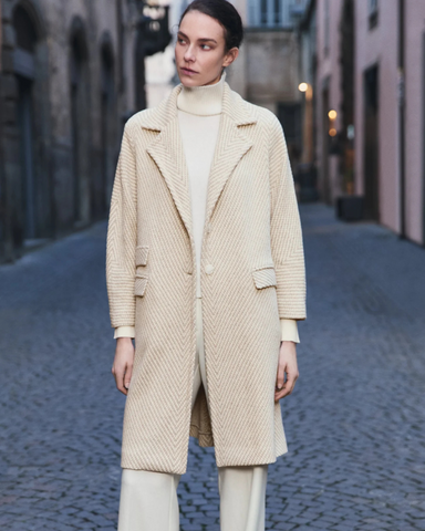 Amina Rubinacci - Beige Chevron Coat
