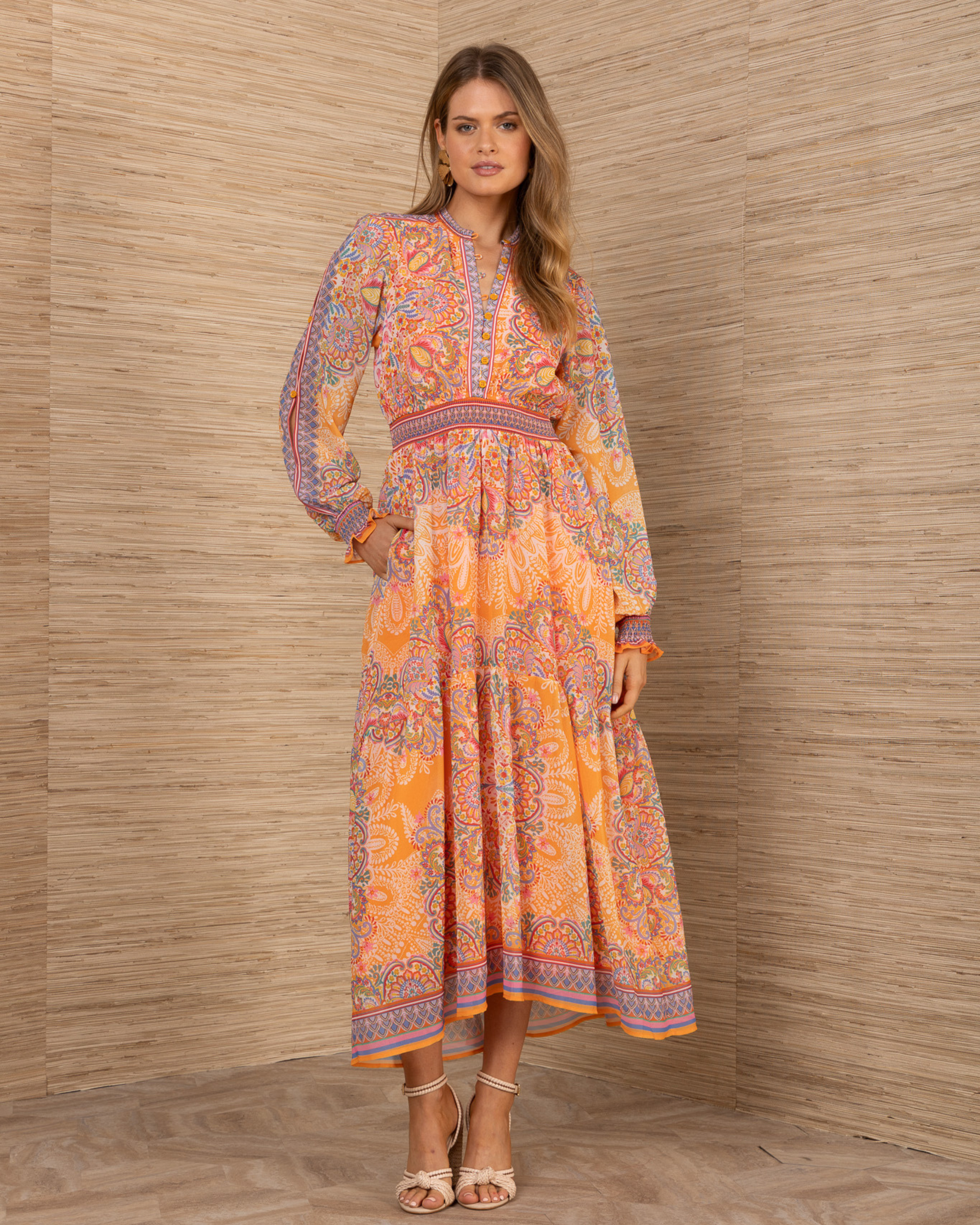 Hale Bob - Orange Multi Tiered Maxi Dress