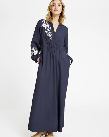 Gustav - Navy Embroidered Maxi Dress
