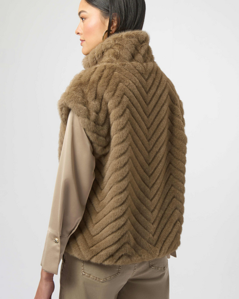Joseph Ribkoff - Chevron Faux Fur Mock Neck Vest