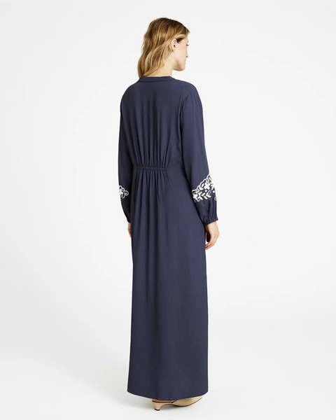 Gustav - Navy Embroidered Maxi Dress