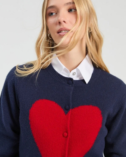 Vilagallo - Navy Cardigan with Heart