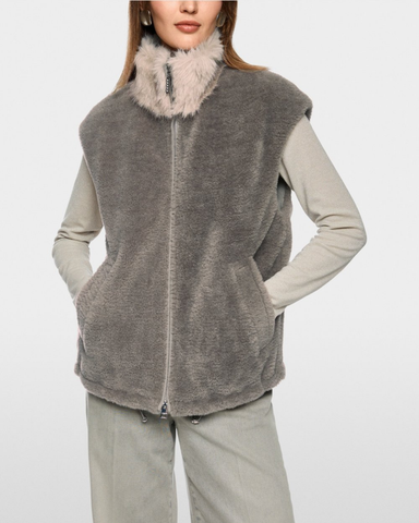 Marc Cain - Cosy Grey Faux Fur Waistcoat