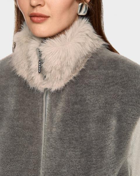Marc Cain - Cosy Grey Faux Fur Waistcoat