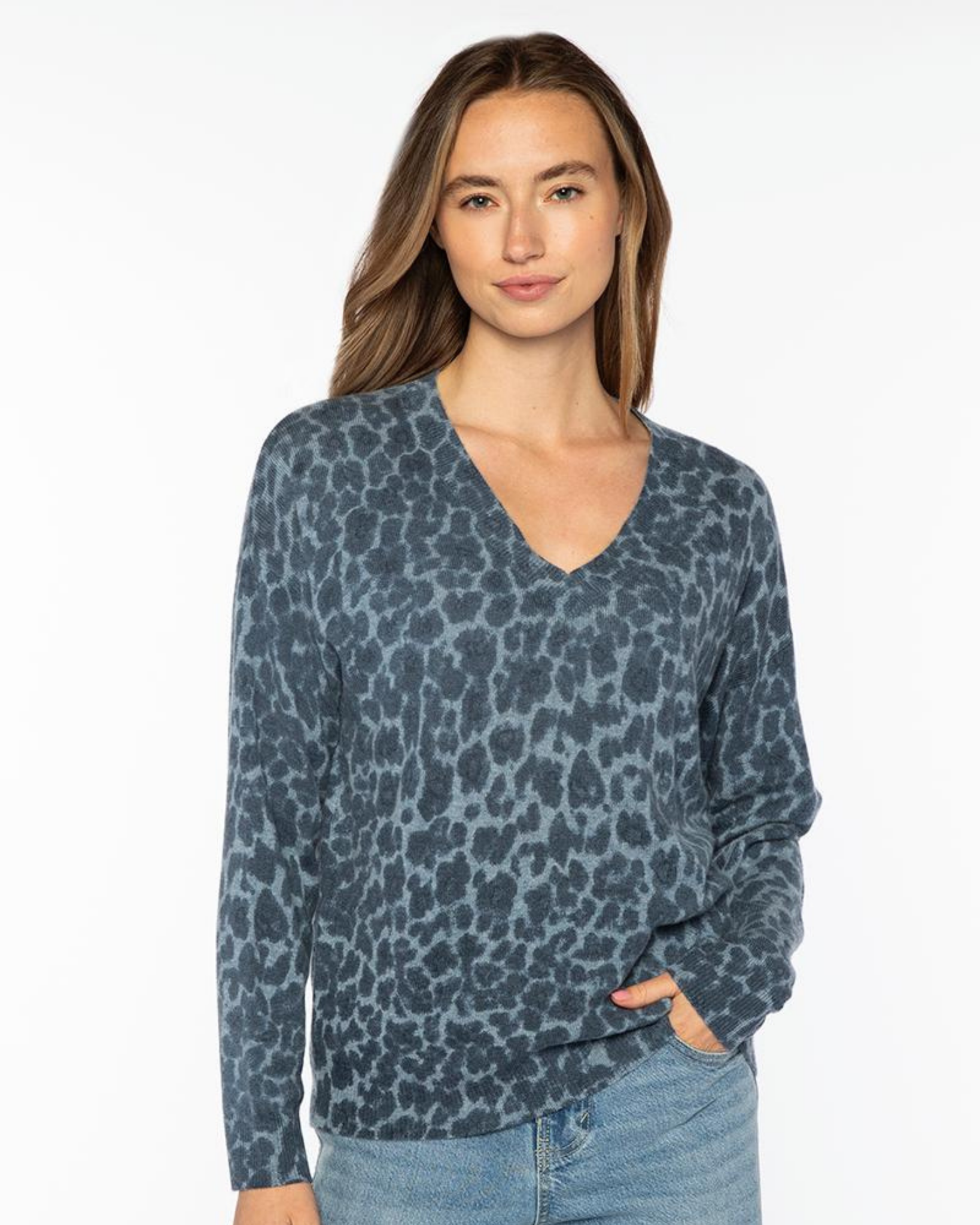 Kinross Cashmere - Easy V Leopard