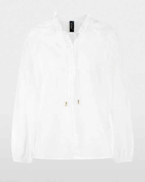 Marc Cain - White Blouse with Embroidery and Ruffles