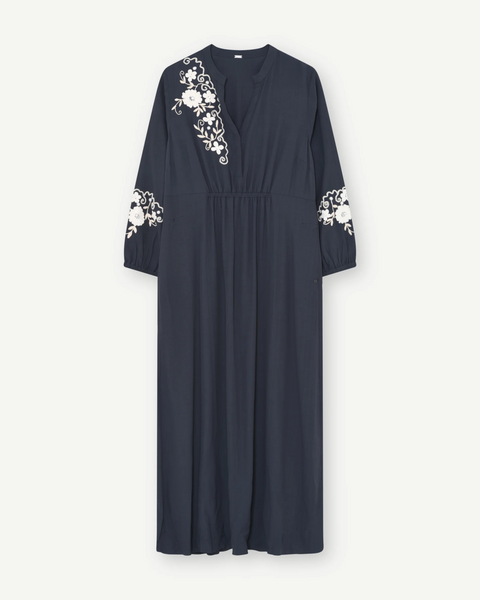 Gustav - Navy Embroidered Maxi Dress