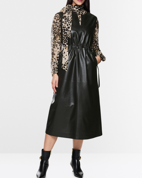 Marc Cain - Black Leather Pinafore Dress