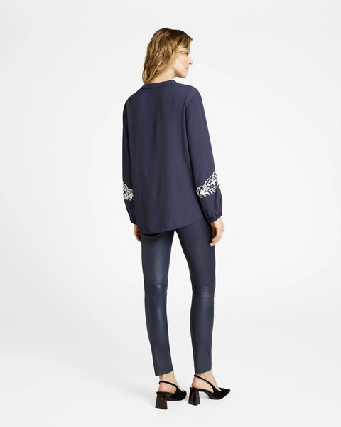 Gustav - Navy Embroidered Top