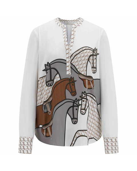 Herzens - Silk Multi Horse Print Blouse