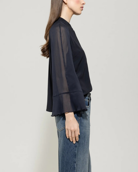 Luisa Cerano - Navy Chiffon Blouse